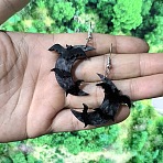 Moon with Bat Acrylic Dangle Earrings, Platinum, Black, 35x30mm(FS-WG30C67-02)