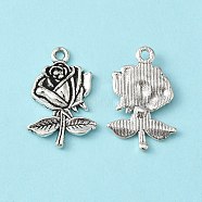 Tibetan Style Alloy Pendants, Lead Free and Cadmium Free, Flower, Mother's Day Earring Making, Antique Silver, 25.5x17.5x3mm, Hole: 1.5mm(X-TIBEP-EA155YKG-AS-LF)