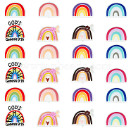 24Pcs 8 Style Silicone Focal Beads, Chewing Beads  For Teethers, DIY Nursing Necklaces Making, Rainbow, Mixed Color, 18~29x25~30.5x6.5~8.5mm, Hole: 2.5~3mm, 3pcs/style(SIL-GO0001-30)