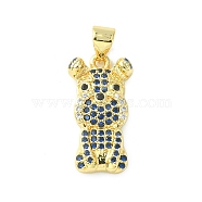 Brass Micro Pave Cubic Zirconia Pendants, Dog Charm, Real 18K Gold Plated, 20x10.5x3.5mm, Hole: 4.5x3.5mm(ZIRC-F138-02G)