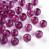 Transparent Acrylic Beads, Round, Magenta, 10x9mm, Hole: 2mm(X-MACR-S370-A10mm-743)