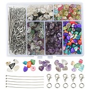 DIY Gemstone Keychain Making Kit, Including Natural & Synthetic Mixed Stone Chips & Glass Beads, Alloy Clasps, 304 Stainless Steel Flat Head Pins(DIY-YW0007-33)