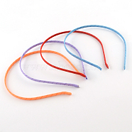 Hair Accessories Iron Hair Band Findings, Covered with Cloth, Mixed Color, 110~120mm(OHAR-Q042-010)