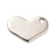 Non-Tarnish Stainless Steel Pendants, Heart Charms, Stainless Steel Color, 12x19x1.5mm, Hole: 2mm(STAS-L276-01P-02)