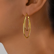 Stainless Steel Irregular Geometric Fashion Hoop Earrings for Women, Oval, Golden, 41x28mm(WL3823-6)