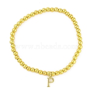 Brass Pendants Bracelets, Real 18K Gold Plated, Letter P, 0.16 inch(0.4cm), Inner Diameter: 2.17 inch(5.5cm), pendant: 10~10.5x2.5~8mm(BJEW-B105-01G-P)