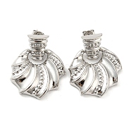 Brass Dangle Stud Earrings, Shell Shape, Platinum, 31.5x25.5mm(EJEW-C066-15P)