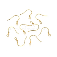 925 Sterling Silver Earring Hooks, Ear Wire, Real 24K Gold Plated, 14.5mm, Hole: 1.6mm, Pin: 0.6mm(STER-N016-32G)