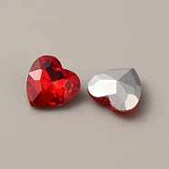 Glass Rhinestone Cabochons, Pointed Back & Back Plated, Heart, Light Siam, 8x8x3.5mm(RGLA-WH0001-10B-03)