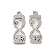 304 Stainless Steel Pendants, Laser Cut, Hourglass Charm, Stainless Steel Color, 19x7x1mm, Hole: 1.6mm(STAS-J042-27P)