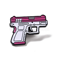 Gun Enamel Pin, Creative Alloy Badge for Backpack Clothing, Electrophoresis Black, Camellia, 21x27x2mm, Pin: 1mm(JEWB-F016-19EB)