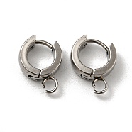 201 Stainless Steel Huggie Hoop Earrings Findings, with Vertical Loop, with 316 Surgical Stainless Steel Earring Pins, Ring, Stainless Steel Color, 11x4mm, Hole: 2.7mm, Pin: 1mm(STAS-A167-01R-P)