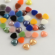 Pearlized Plated Opaque Glass Cabochons, Heart, Mixed Color, 11~12x11~12x4.5mm(PORC-S800-12mm-M)