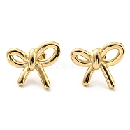 304 Stainless Steel Stud Earrings, Bowknot, Real 14K Gold Plated, 17x20mm(EJEW-B023-16G)