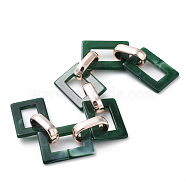 Imitation Gemstone Style Acrylic Handmade Rectangle Link Chains, with Rose Gold Plated CCB Plastic Linking Ring, Dark Green, 39.37 inch(100cm), Link: 25.5x17.5x2.5mm and 18.5x11.5x4.5mm, 1m/strand(AJEW-JB00518-04)