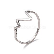 201 Stainless Steel Wave Finger Ring for Women, Stainless Steel Color, US Size 6 1/2(16.9mm)(RJEW-J051-47P)
