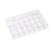 (Defective Closeout Sale: Some Scratched Surface)Polystyrene Bead Storage Containers, 28 Compartments Organizer Boxes, with Hinged Lid, Rectangle, White, 14.3x20x2.5cm, Compartment: 3.2x2.7x1.65cm(CON-XCP0001-15)