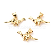 Brass Charms, Long-Lasting Plated, Dinosaur, Real 18K Gold Plated, 9x20.5x4.5mm, Hole: 3mm, Jump Ring: 5x0.8mm(KK-G399-30)