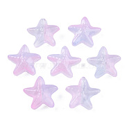 Transparent Spray Painted Glass Beads, Two Tone, Starfish, Pearl Pink, 14x15x6.5mm, Hole: 1mm(GLAA-N035-027-G02)