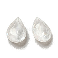 Glass Rhinestone Cabochons, Point Back & Back Plated, Faceted, Teardrop, Crystal, 10x7x4mm(RGLA-G021-03A-001DE)