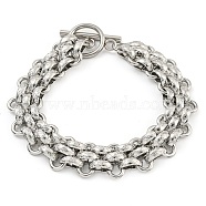 304 Stainless Steel Link Chain Bracelets, with Toggle Clasps, Stainless Steel Color, 8 inch(20.3cm)(BJEW-P315-01B-P)