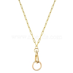 Stainless Steel Paperclip Chains Keychain, with Alloy Swivel Snap Clasps and Rings, Golden, 465mm(HJEW-SW00179-01)