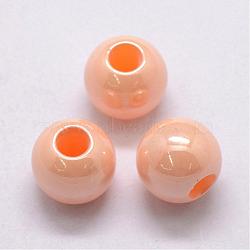 ABS Plastic Imitation Pearl European Beads, Large Hole Rondelle Beads, Pearlized, PeachPuff, 12x10mm, Hole: 5mm; about 500pcs/bag(OACR-L008-12mm-A01)