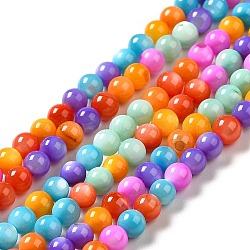 Dyed Natural Freshwater Shell Beads Strands, Round, Colorful, 4mm, Hole: 0.6mm, about 100pcs/strand, 14.96 inch(38cm)(SHEL-G014-05C-04)