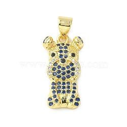 Brass Micro Pave Cubic Zirconia Pendants, Dog Charm, Real 18K Gold Plated, 20x10.5x3.5mm, Hole: 4.5x3.5mm(ZIRC-F138-02G)