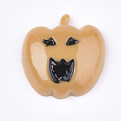 Resin Cabochons, Halloween Pumpkin Lamp, Sandy Brown, 24x23x7mm(CRES-T010-108)