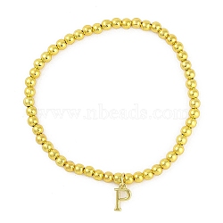 Brass Pendants Bracelets, Real 18K Gold Plated, Letter P, 0.16 inch(0.4cm), Inner Diameter: 2.17 inch(5.5cm), pendant: 10~10.5x2.5~8mm(BJEW-B105-01G-P)