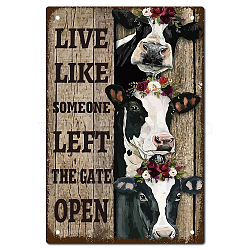 Vintage Metal Iron Tin Sign Poster, Wall Decor for Bars, Restaurants, Cafes Pubs, Vertical Rectangle, Cow Pattern, 300x200x0.5mm(AJEW-WH0157-615)