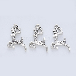 Tibetan Style Alloy Pendants, Cadmium Free & Lead Free, Elk Christmas Reindeer/Stag, Antique Silver, 20x14.5x2mm, Hole: 1.5mm(X-TIBE-R316-078AS-RS)