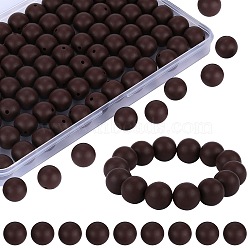 80Pcs Round Silicone Focal Beads, Chewing Beads For Teethers, DIY Nursing Necklaces Making, Coffee, 15mm, Hole: 2mm(SIL-SZ0001-24-13)