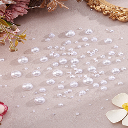 7 Styles ABS Plastic Imitation Pearl Cabochons, Half Round, White, 2~10x1~5mm(SACR-LP0001-10)