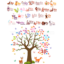 PVC Wall Stickers, for Wall Decoration, Number Tree & Alphabet Pattern, Colorful, 390x900mm, 2pcs/set(DIY-WH0228-340)