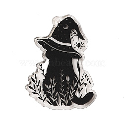 Halloween Theme Opaque Acrylic Pendants, Cat, Black, 40x30.5x1.8mm, Hole: 2.2mm(SACR-S034-02B)