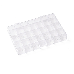 (Defective Closeout Sale: Some Scratched Surface)Polystyrene Bead Storage Containers, 28 Compartments Organizer Boxes, with Hinged Lid, Rectangle, White, 14.3x20x2.5cm, Compartment: 3.2x2.7x1.65cm(CON-XCP0001-15)