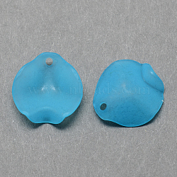 Transparent Acrylic Pendants, Frosted Style, Petal, Deep Sky Blue, 15x15x4mm, Hole: 1.5mm, about 1985pcs/500g(FACR-R015-15x15mm-03)