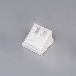 PU Leather Jewelry Stud Earring Displays, with Board, Square, White, 5.1x4.5x5.1cm(ODIS-G014-03)