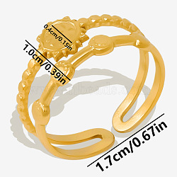 Sun Stainless Steel Fashion Double Layers Cuff Open Ring for Women, Golden, 10mm(KH5464-2)