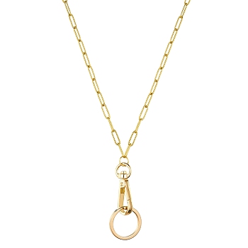Stainless Steel Paperclip Chains Keychain, with Alloy Swivel Snap Clasps and Rings, Golden, 465mm
