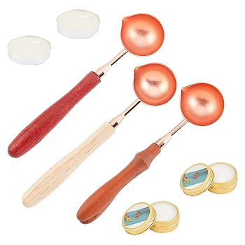 CRASPIRE DIY Stamp Making Kits, Including Paraffin Candles, Candle, Brass Spoon, Rose Gold, 7pcs/set