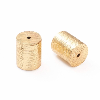 Brass Drawbench Beads, Long-Lasting Plated, Column, Real 18K Gold Plated, 9.5x8x8mm, Hole: 1mm