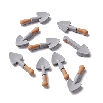 Opaque Resin Cabochons, Miniature Shovel, Gray, 31x13x5mm