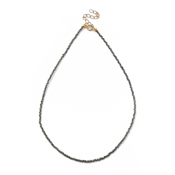 Faceted Rondelle Glass Beaded Necklaces, with Golden Plated Brass Spring Ring Clasps, Dark Olive Green, 14.37 inch(36.5cm)