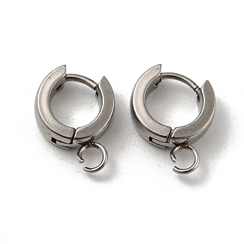 201 Stainless Steel Huggie Hoop Earrings Findings, with Vertical Loop, with 316 Surgical Stainless Steel Earring Pins, Ring, Stainless Steel Color, 11x4mm, Hole: 2.7mm, Pin: 1mm