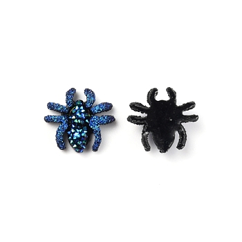 Opaque Resin Cabochons, Spider, Marine Blue, 12.5x13.5x4mm