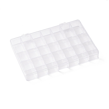 (Defective Closeout Sale: Some Scratched Surface)Polystyrene Bead Storage Containers, 28 Compartments Organizer Boxes, with Hinged Lid, Rectangle, White, 14.3x20x2.5cm, Compartment: 3.2x2.7x1.65cm