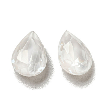 Glass Rhinestone Cabochons, Point Back & Back Plated, Faceted, Teardrop, Crystal, 10x7x4mm